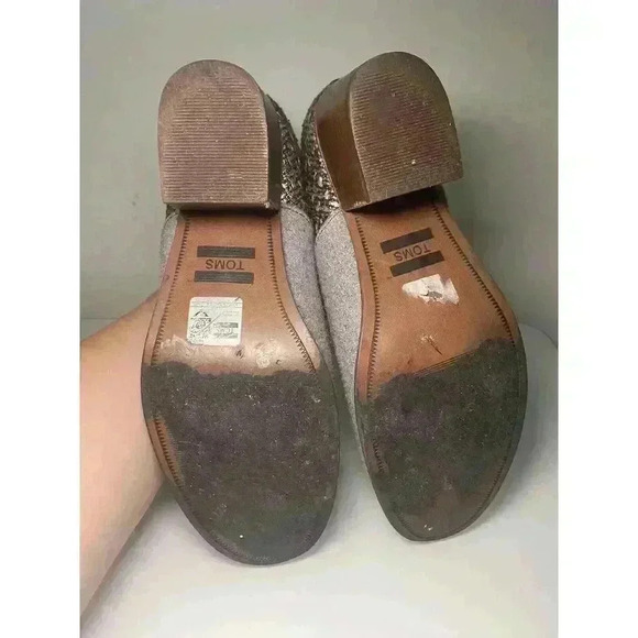 Toms Womens Leila Bootie Grey Felt Shine Zip Up Size 9 Shoes Boots Block Heel - Picture 8 of 16